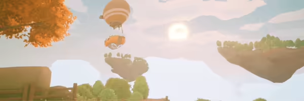 Solarpunk airship travel screenshot