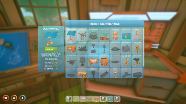 Solarpunk crafting menu screenshot